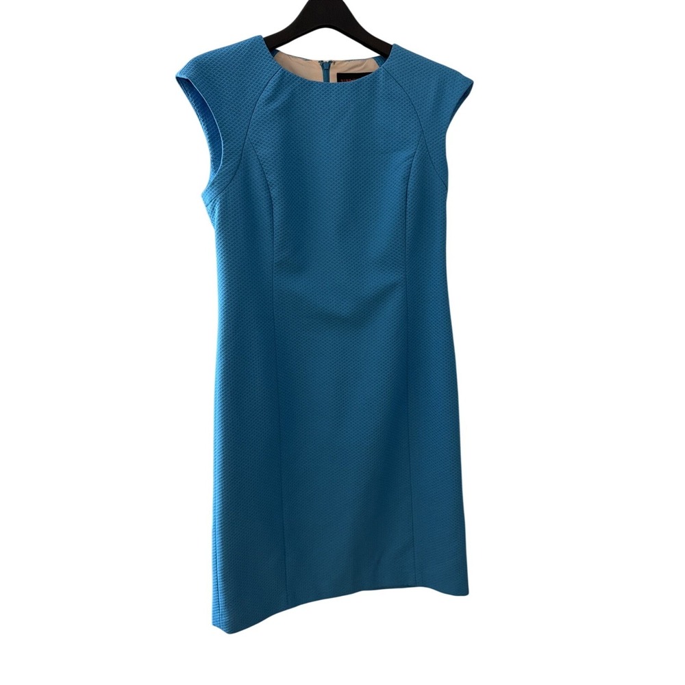 Nina McLemore Dress Sheath Turquoise Tailored Cap Sleeves‎ Boat Size 4